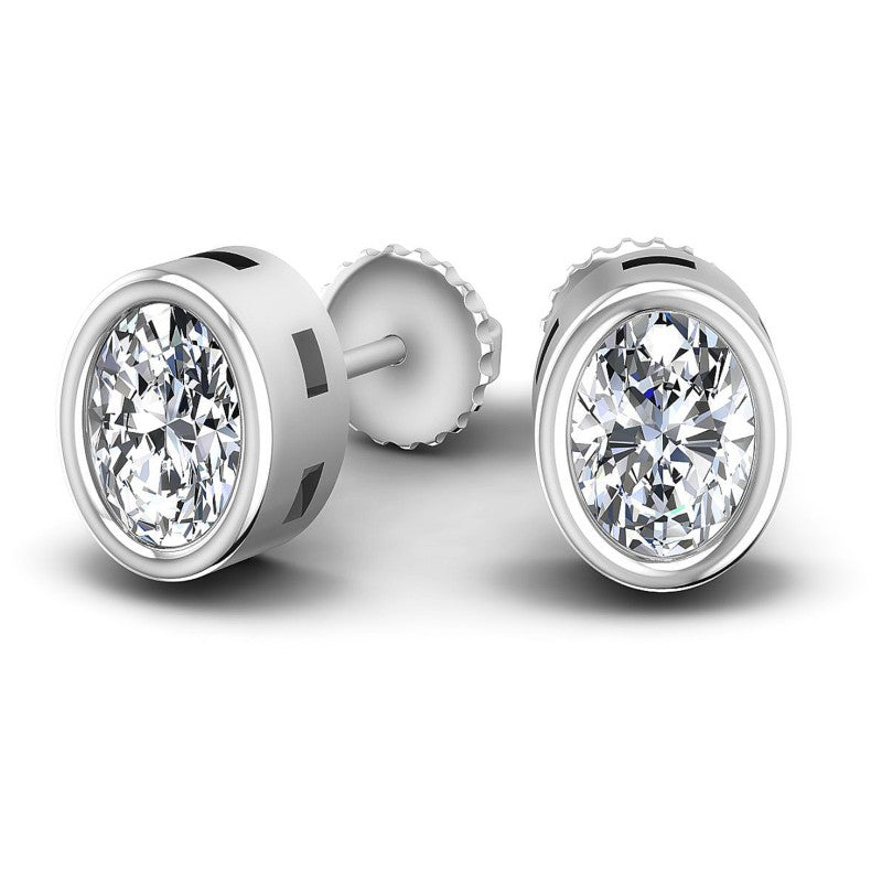 Oval Diamonds 1.00CT Stud Earrings in 14KT Yellow Gold
