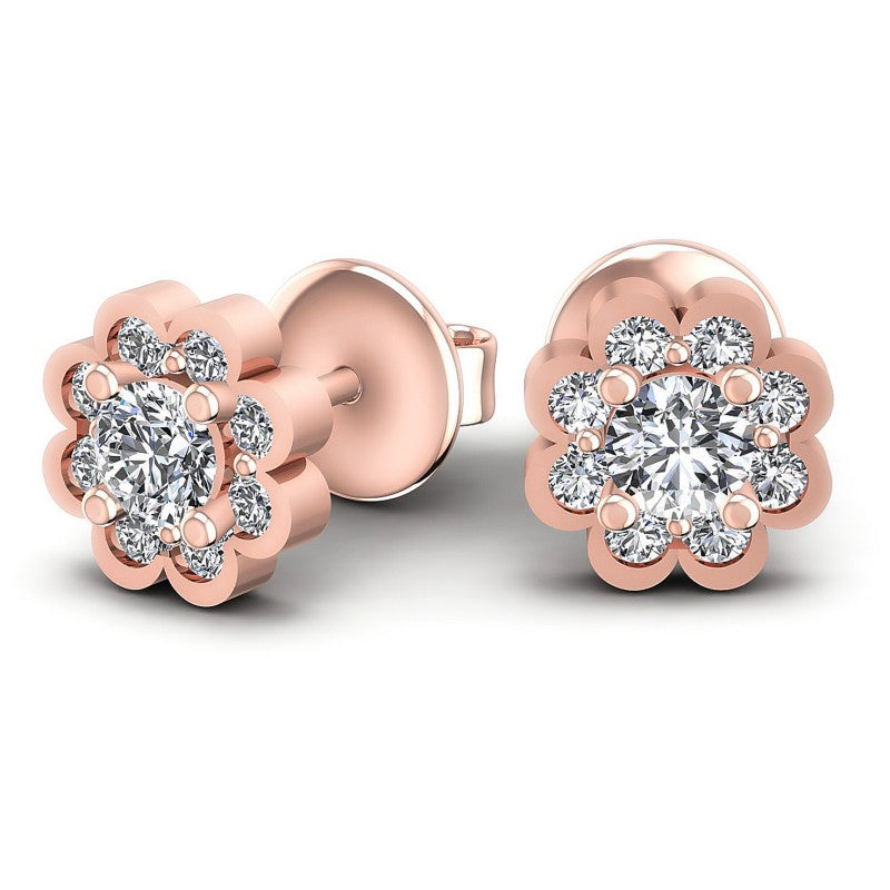 Round Cut Diamonds Designer Studs Earring in 18KT Yellow Gold