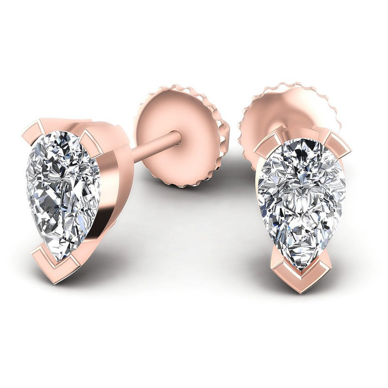 Pear Diamonds 1.00CT Stud Earrings in 18KT Yellow Gold
