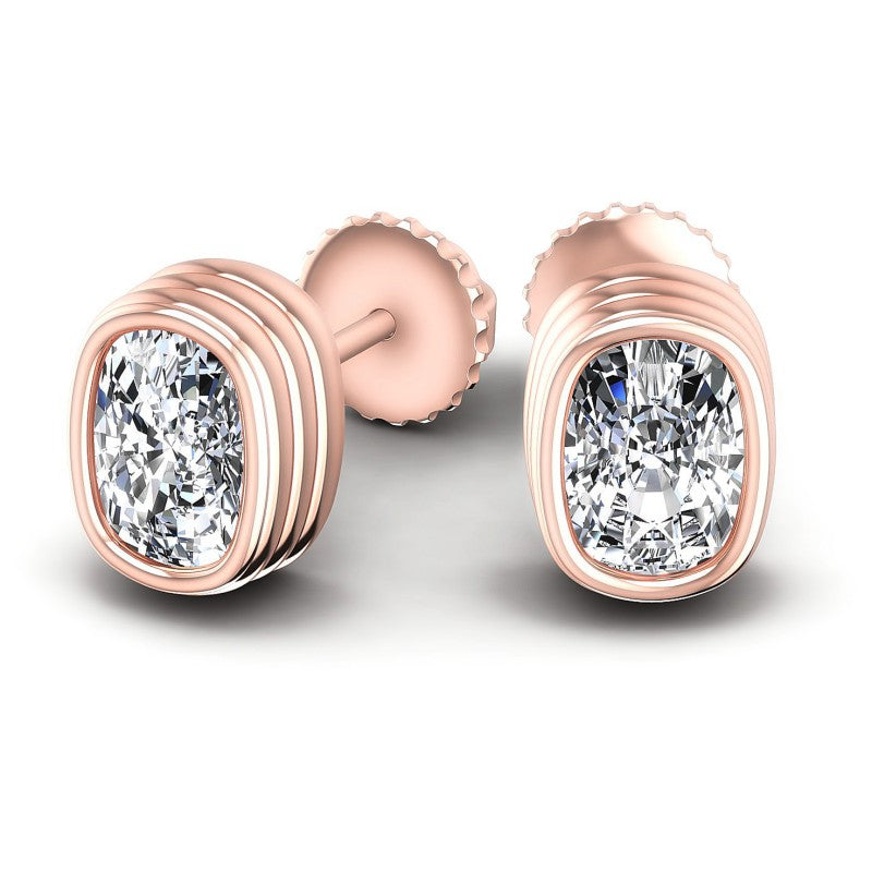 Cushion Diamonds 1.00CT Stud Earrings in 18KT Yellow Gold