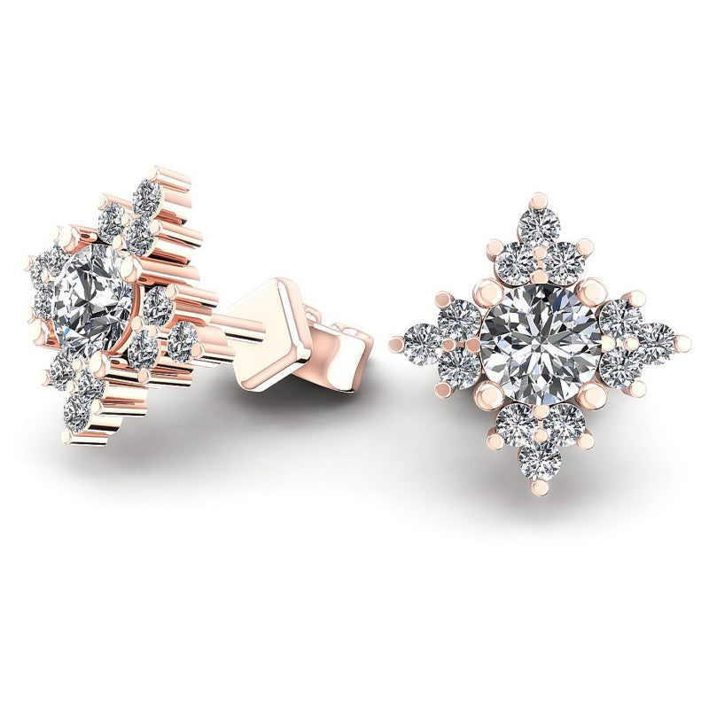 Round Diamonds 0.55CT Designer Studs Earring in 18KT Yellow Gold