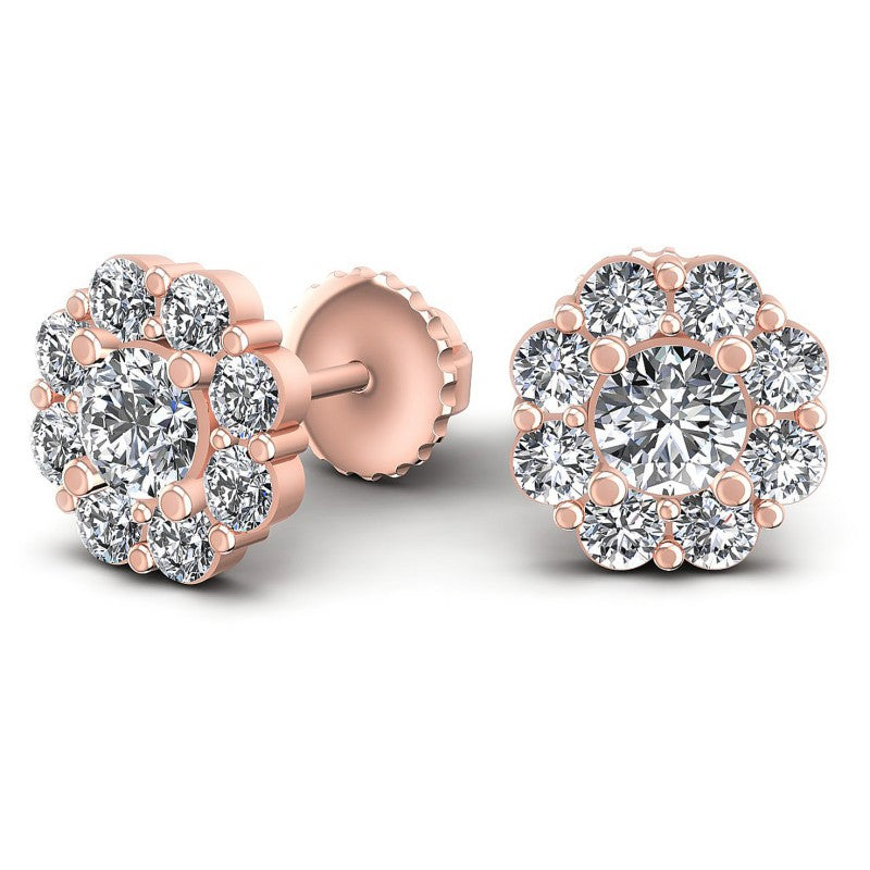 Round Diamonds 0.95CT Designer Studs Earring in 18KT Yellow Gold