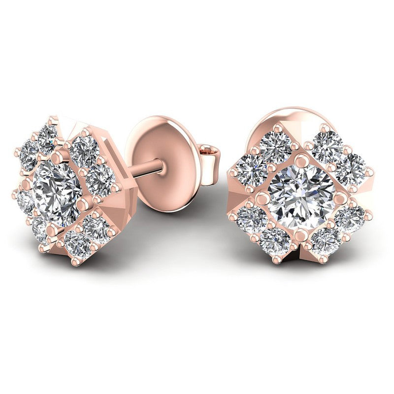 Round Diamonds 0.75CT Designer Studs Earring in 18KT Yellow Gold