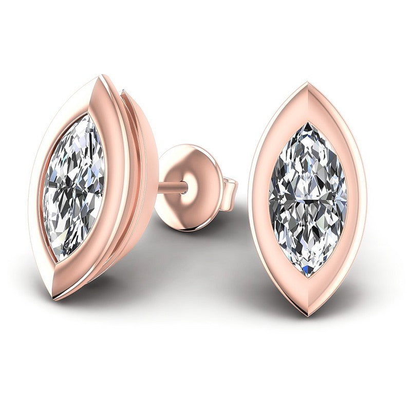 Marquise Diamonds 1.00CT Stud Earrings in 18KT Yellow Gold