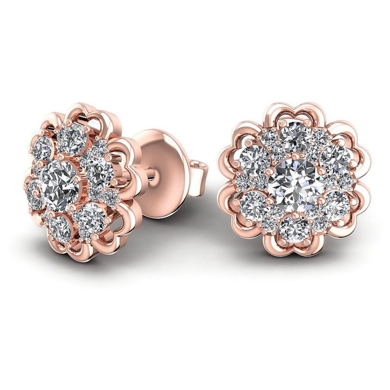 Round Diamonds 0.85CT Designer Studs Earring in 18KT Yellow Gold