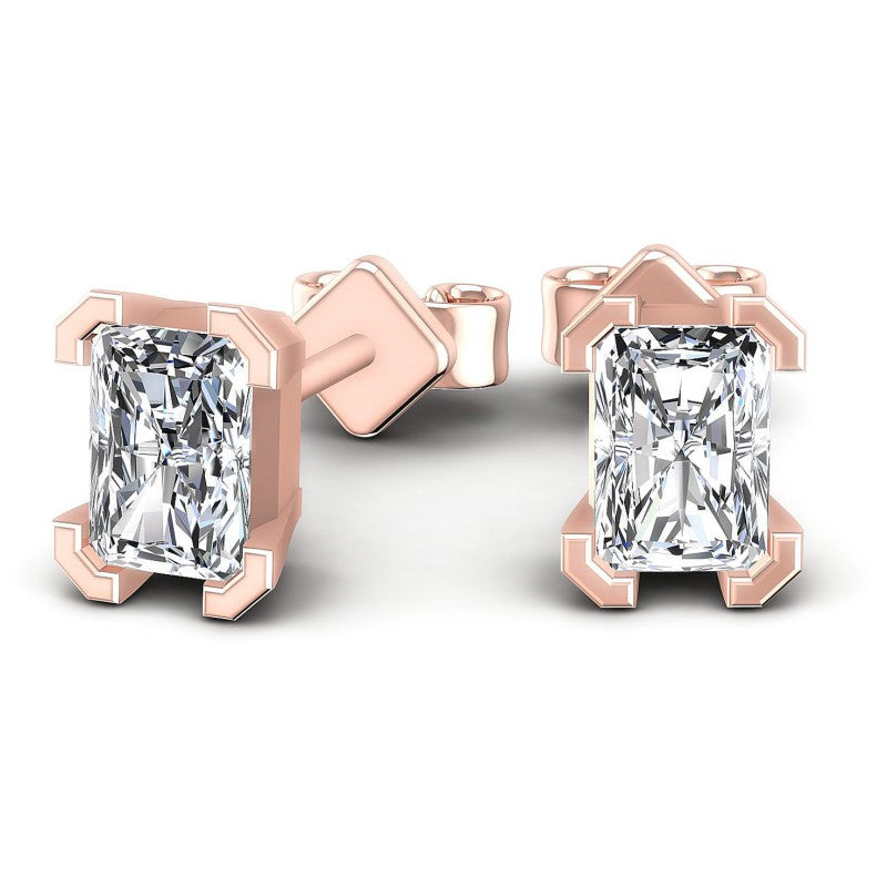 Radiant Cut Diamonds Stud Earrings in 18KT Yellow Gold