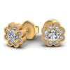 Round Cut Diamonds Designer Studs Earring in 14KT Yellow Gold