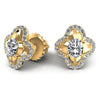 Round and Oval Diamonds 0.90CT Designer Studs Earring in 14KT Yellow Gold