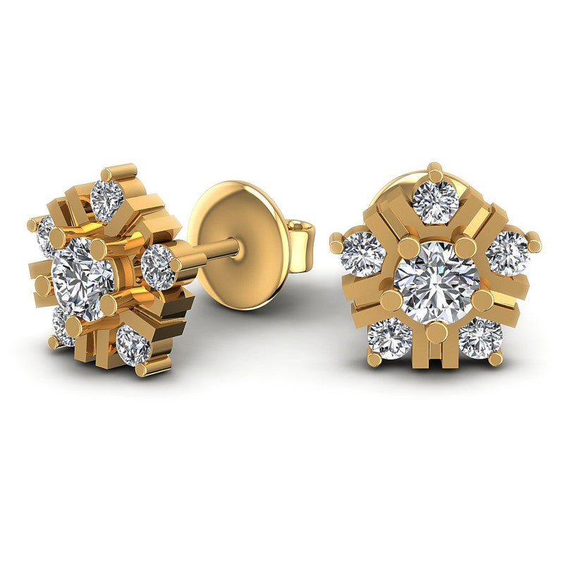 Round Diamonds 0.55CT Designer Studs Earring in 14KT Yellow Gold