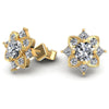Princess and Round Diamonds 1.10CT Designer Studs Earring in 14KT Yellow Gold