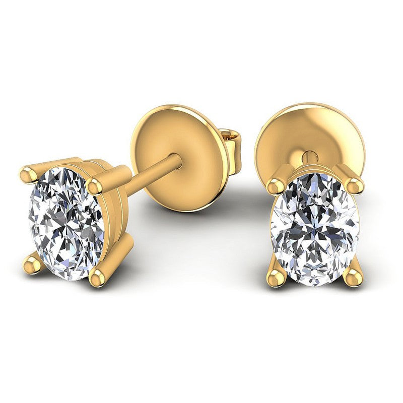 Oval Diamonds 1.00CT Stud Earrings in 14KT Yellow Gold