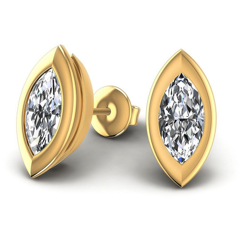 Marquise Diamonds 1.00CT Stud Earrings in 14KT Yellow Gold