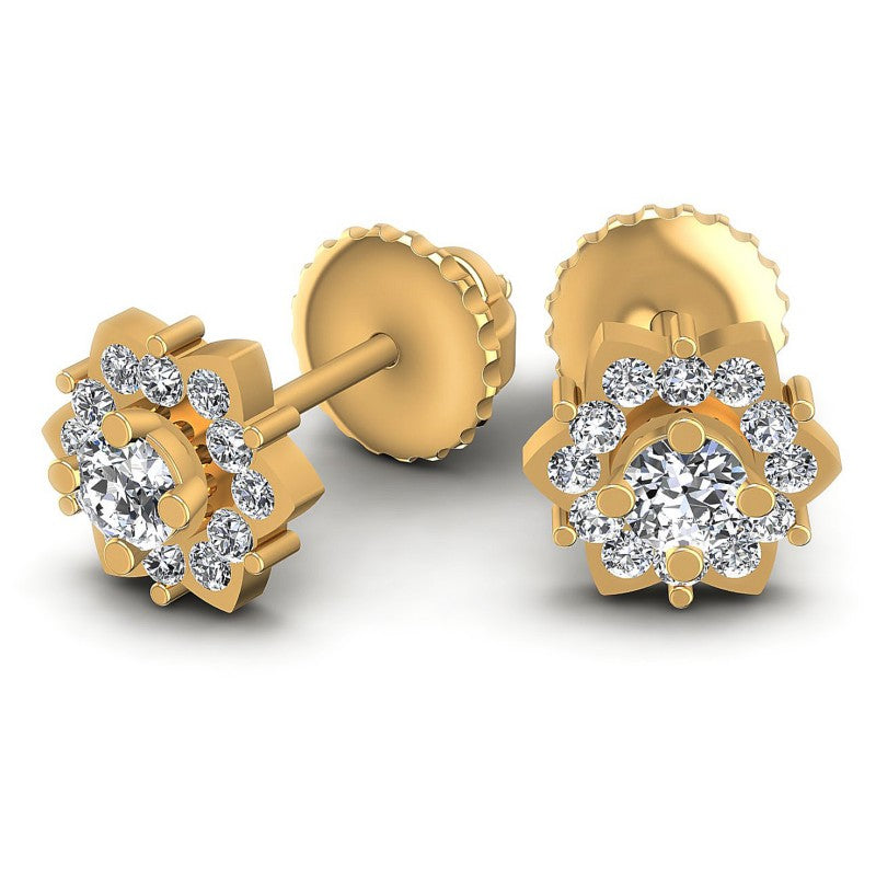 Round Diamonds 1.30CT Designer Studs Earring in 14KT Yellow Gold