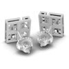 Princess and Round Diamonds 0.95CT Designer Studs Earring in 14KT Rose Gold