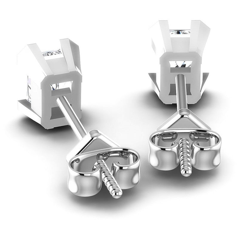 Radiant Cut Diamonds Stud Earrings in 14KT Rose Gold