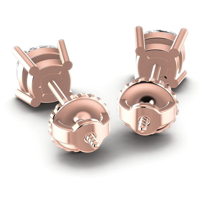Cushion Diamonds 1.00CT Stud Earrings in 18KT Rose Gold