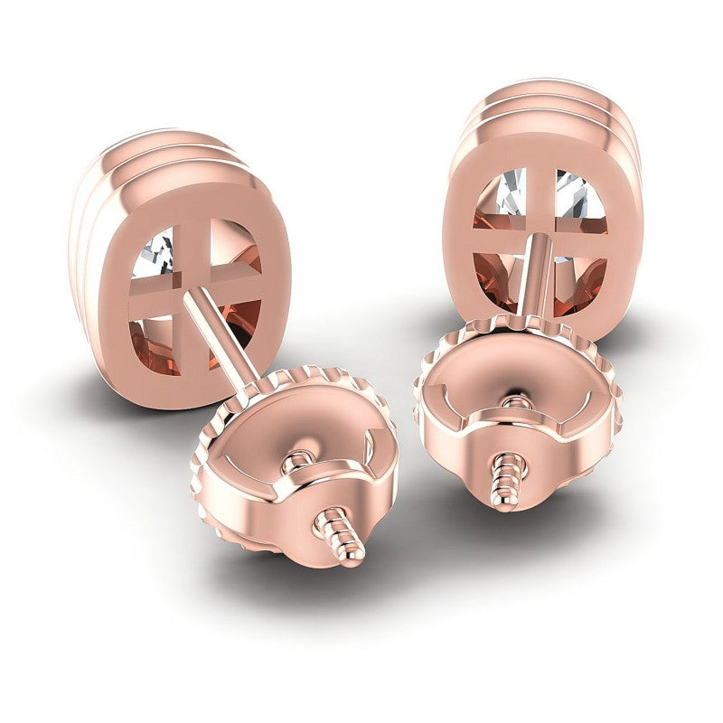 Cushion Diamonds 1.00CT Stud Earrings in 18KT Rose Gold