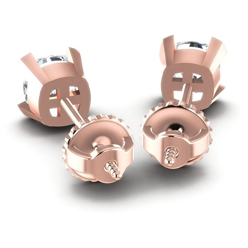 Cushion Diamonds 1.00CT Stud Earrings in 18KT Rose Gold