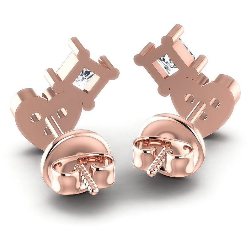 Princess and Round Diamonds 0.40CT Heart Earring in 18KT Rose Gold