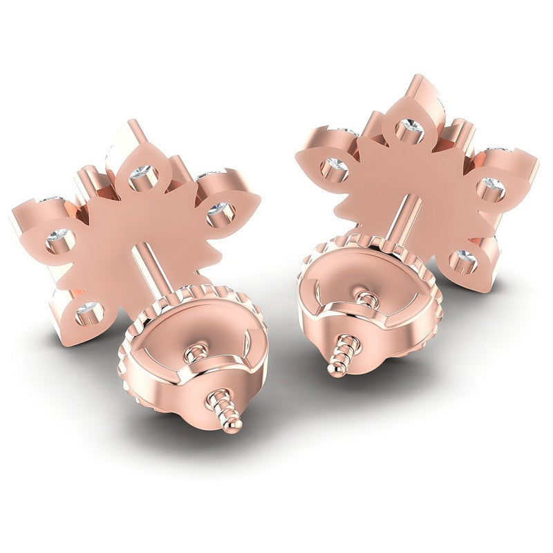 Round Diamonds 0.55CT Designer Studs Earring in 18KT Rose Gold