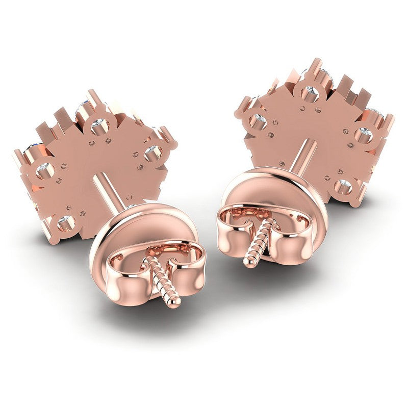 Round Diamonds 0.55CT Designer Studs Earring in 18KT Rose Gold