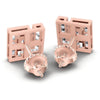 Princess and Round Diamonds 0.95CT Designer Studs Earring in 18KT Rose Gold