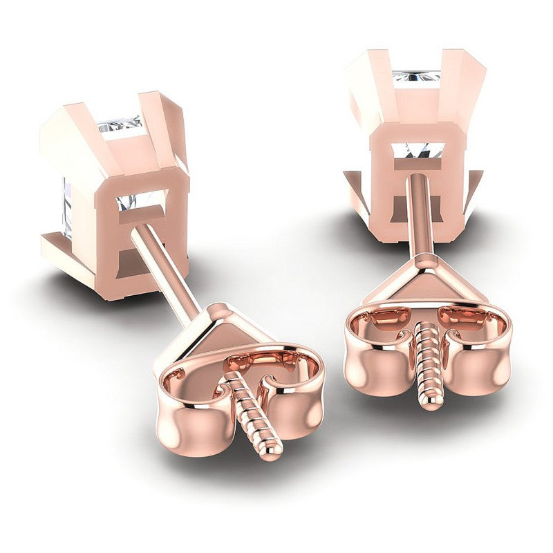 Radiant Cut Diamonds Stud Earrings in 18KT Rose Gold