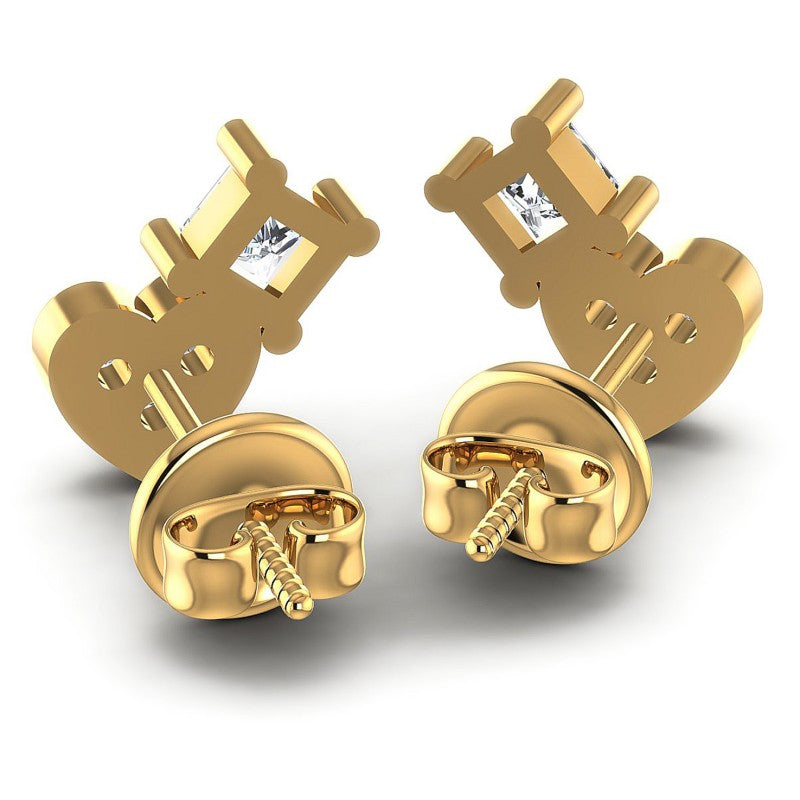 Princess and Round Diamonds 0.40CT Heart Earring in 14KT Rose Gold