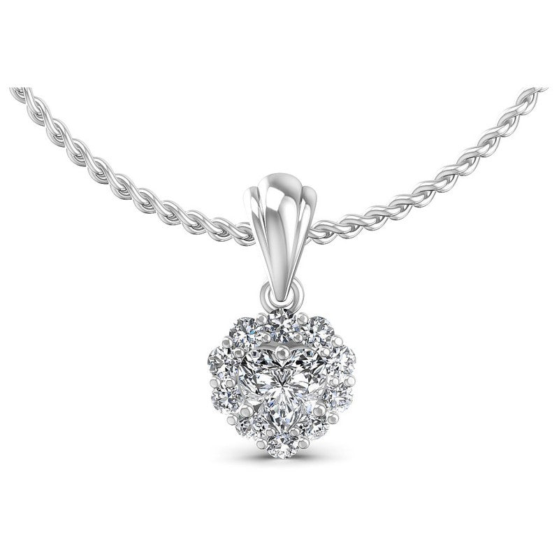 Round and Heart Diamonds 0.65CT Halo Pendant in 14KT White Gold
