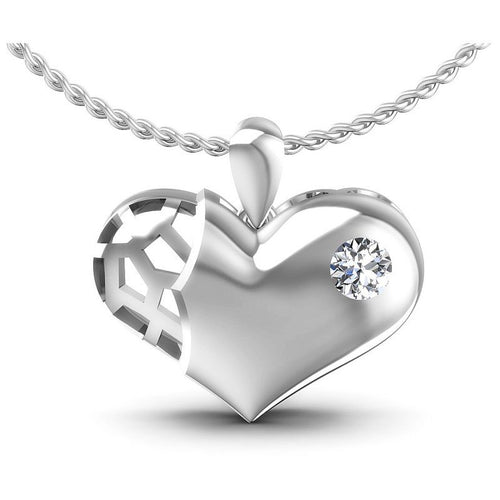 Round Diamonds 0.20CT Heart Pendant in 14KT White Gold