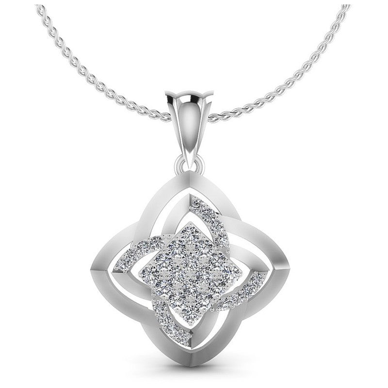 Round Diamonds 0.95CT Fashion Pendant in 14KT White Gold