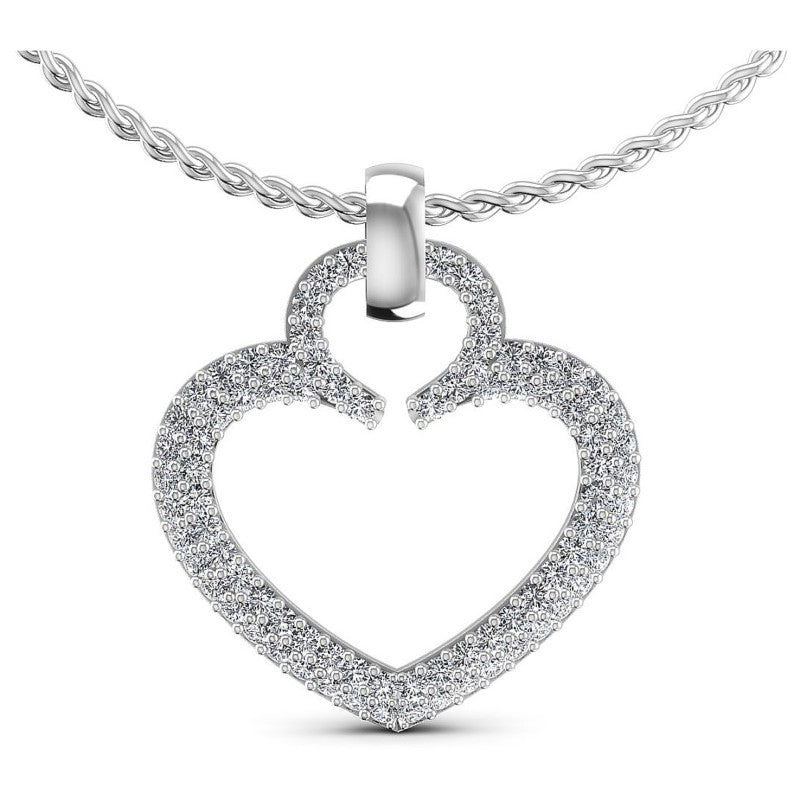 Round Diamonds 0.45CT Heart Pendant in 14KT White Gold