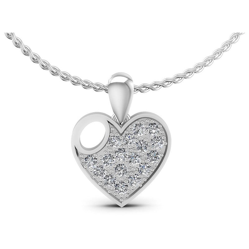 Round Diamonds 0.35CT Heart Pendant in 14KT White Gold
