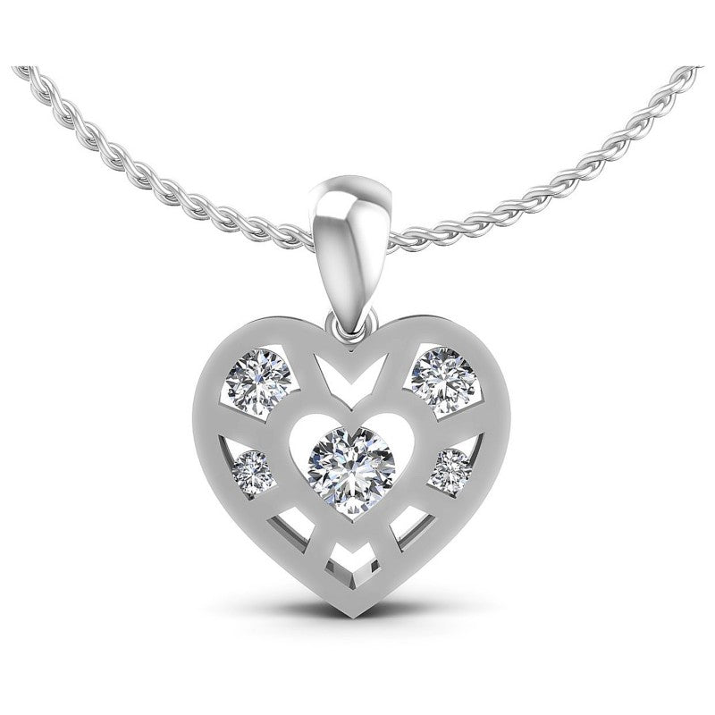 Round Diamonds 0.50CT Heart Pendant in 14KT White Gold