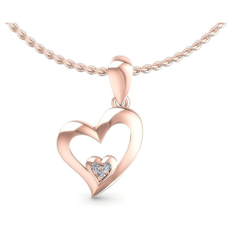 Round Diamonds 0.05CT Heart Pendant in 18KT White Gold
