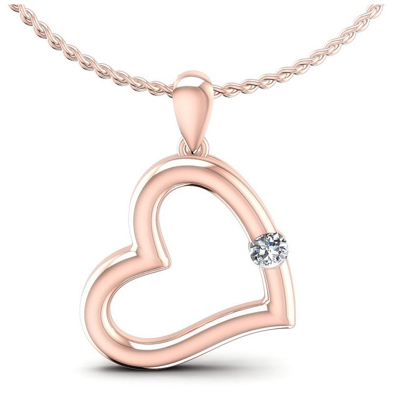 Round Diamonds 0.10CT Heart Pendant in 18KT White Gold