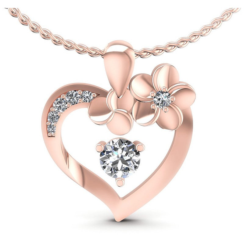 Round Diamonds 0.50CT Heart Pendant in 18KT White Gold
