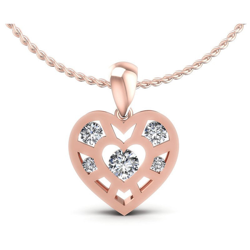 Round Diamonds 0.50CT Heart Pendant in 18KT White Gold