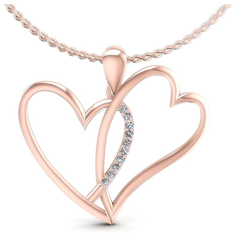 Round Diamonds 0.10CT Heart Pendant in 18KT White Gold