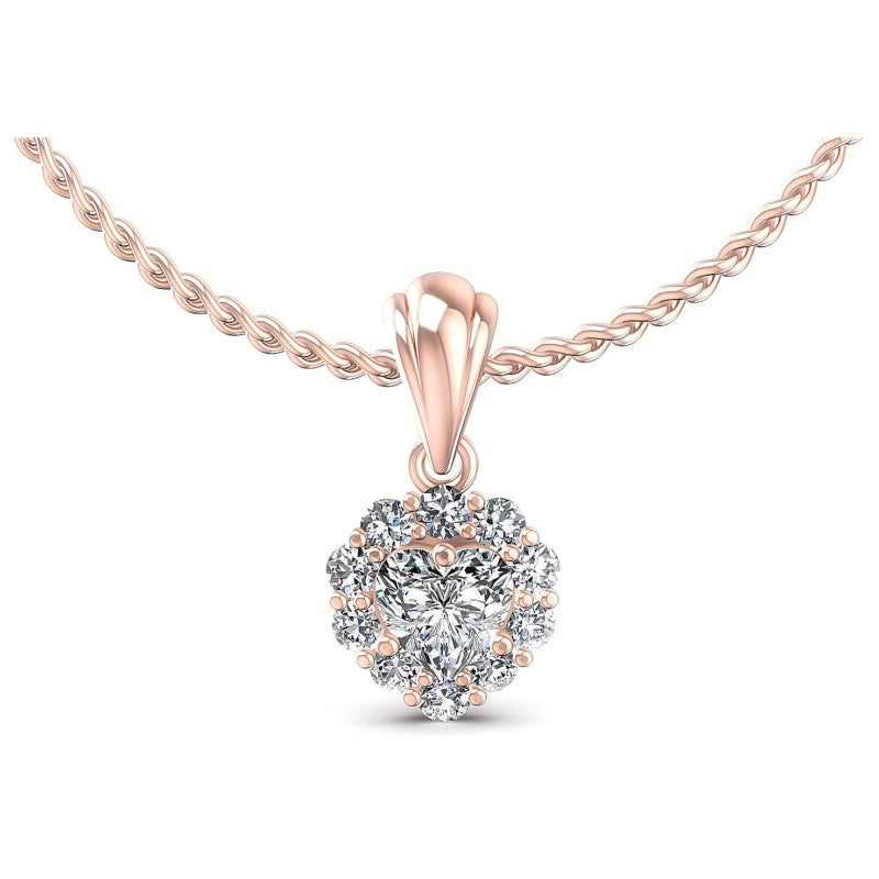 Round and Heart Diamonds 0.65CT Halo Pendant in 18KT White Gold