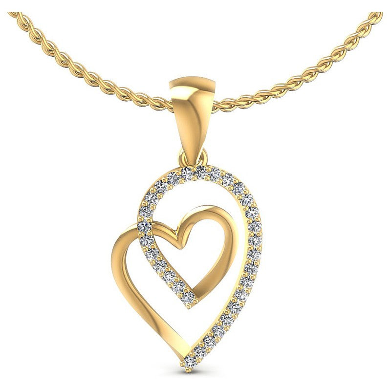 Round Diamonds 0.20CT Heart Pendant in 14KT White Gold