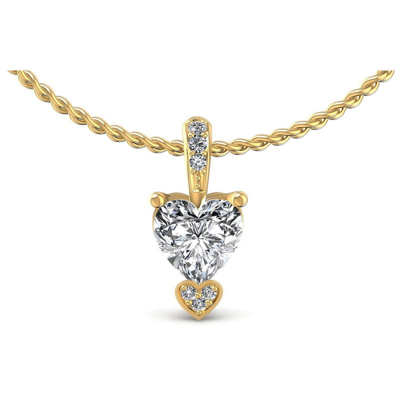 Round and Heart Diamonds 0.95CT Heart Pendant in 14KT White Gold