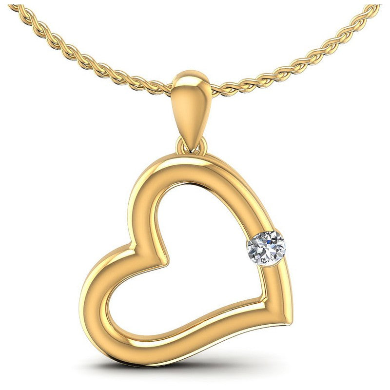 Round Diamonds 0.10CT Heart Pendant in 14KT White Gold
