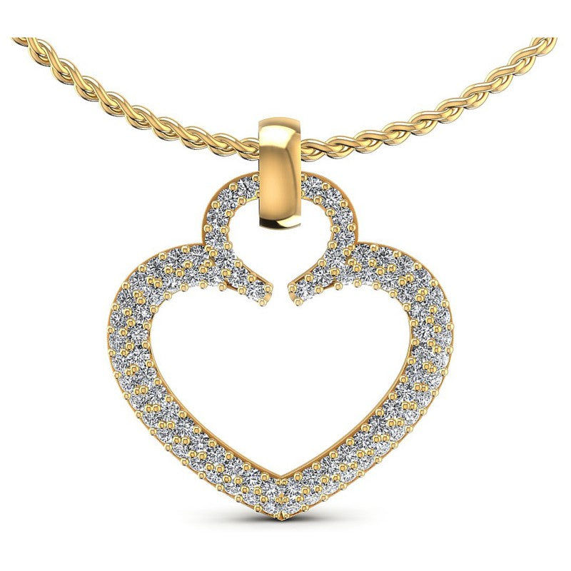 Round Diamonds 0.45CT Heart Pendant in 14KT White Gold