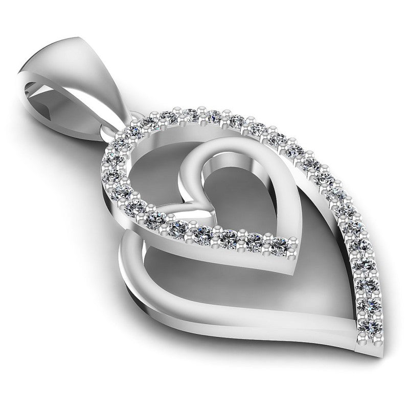 Round Diamonds 0.20CT Heart Pendant in 14KT Yellow Gold