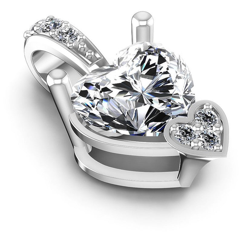 Round and Heart Diamonds 0.95CT Heart Pendant in 14KT Yellow Gold