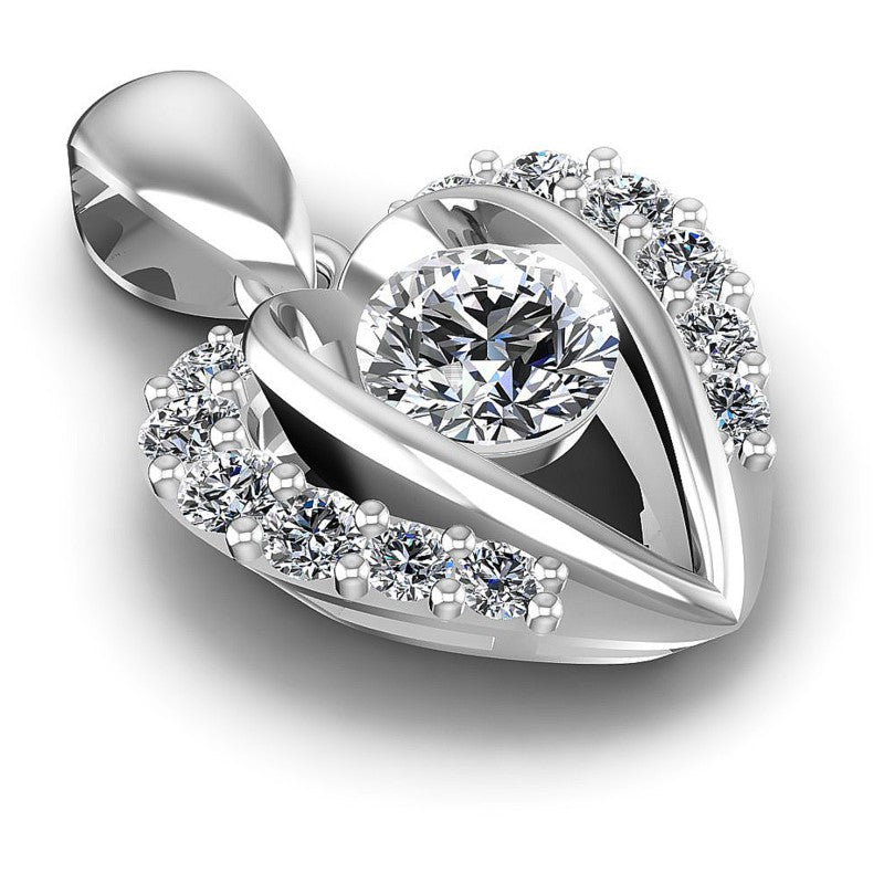 Round Diamonds 0.70CT Heart Pendant in 14KT Yellow Gold