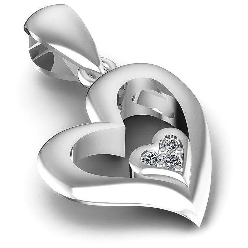 Round Diamonds 0.05CT Heart Pendant in 14KT Yellow Gold