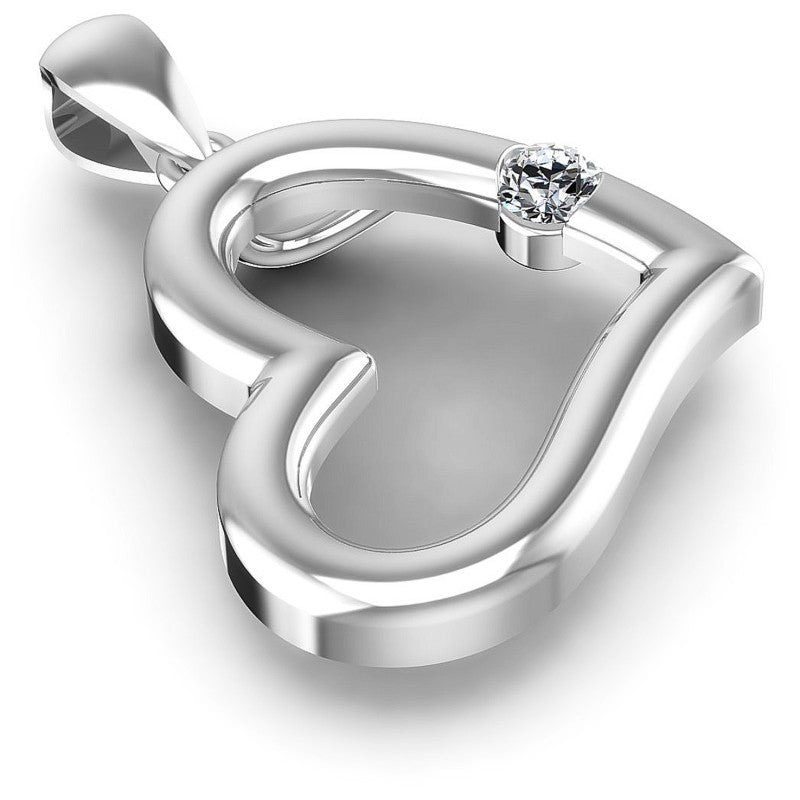 Round Diamonds 0.10CT Heart Pendant in 14KT Yellow Gold