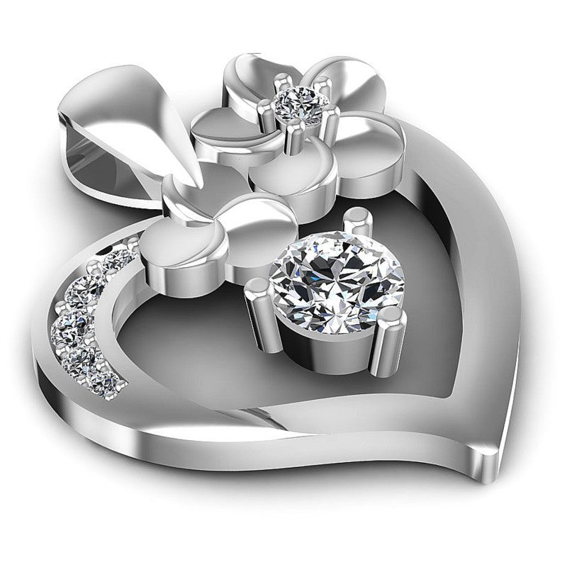 Round Diamonds 0.50CT Heart Pendant in 14KT Yellow Gold
